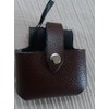 Brown Pure Leather Tape Holder Fasten Button Loop BBI for