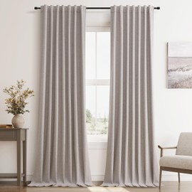 84 Inch Length 100% Blackout Curtains Brownish Grey Linen Window Drapes for Bedroom Living Room Nursery Sliding Door Rod Pocket Back Tab Thermal Room Darkening Curtains & Drapes 2 Panels Set 7 FT