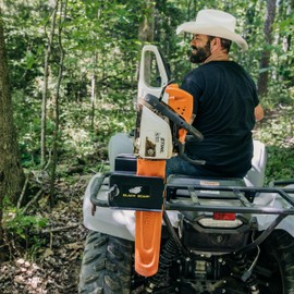 Black Boar UTV/ATV Chainsaw Mount - Features Quick-Release Saw Removal - Holds Saw Vertical or at 45° Angle - Fits Most ATVs w/Metal Tube Racks, UTV Beds & More - Powder-Coated Steel (66087)
