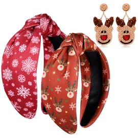 PHALIN - Diadema de Navidad para mujer, accesorios para el cabello de Navidad, bonito reno, copo de nieve, Papá Noel, diadema anudada, accesorios de Navidad, fiestas, regalos