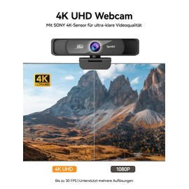 Spedal 4K Webcam with Tripod and Microphone, 120 Degree Wide Angle PC Camera with Remote Control and Zoom, Auto Focus UHD USB-C Streaming Camera for Laptop & Mac, Video Conferencing, Video Calls, Teams, Zoom