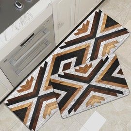 Tyrot Boho Aztec Kitchen Rugs Mats Set of 2 Anti Fatigue Cushioned Long Kitchen Mats for Floor Rustic Western Kitchen Rugs Farmhouse Style Non Slip Waterproof Comfort Standing Mat for Sink Laundry