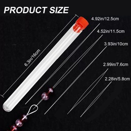 QinfanVi 5 Sizes Stainless Steel Sewing Needles,Big Eye Beading Needle,Collapsible Beading Needles,Bead Threader for Jewellery Making Supplies and Craft (with Storage Box and Scissors)