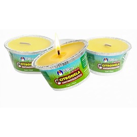 ARAMO® | Pack Vela AROMÁTICA | Metaluz® CITRONELA ANTIMOSQUITOS | 3 piezas de 135 gr c/una | Color amarillo