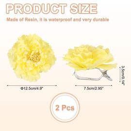 PATIKIL Flower Curtain Tiebacks, 2 Pcs Artificial Floral Curtain Tie Clips, Modern Curtain Holder Buckles, Window Drapery Decorative Clips for Home, Room, Office, Yellow