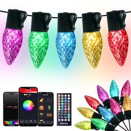 Minetom BMSL43 C9 Christmas Lights Outdoor, 100LED Christmas Color Changing Fairy Lights, Music Sync, RGB