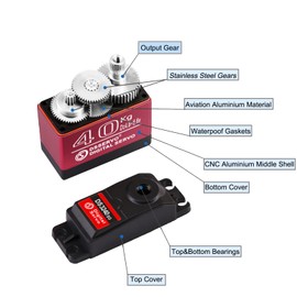 HiRCgo 40KG Digital RC Servo DS3240MG Full Metal Gear High Torque Steering RC Servo with 25T Servo Arm for 1/8 1/10 Scale Baja RC Cars Crawlers Buggies Trucks Aircrafts Robots Robotic Arm 270 Degree