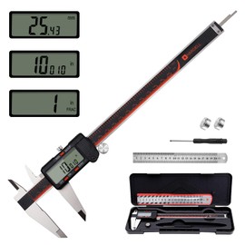 HARDELL Digital Caliper, 0-8 Inch Caliper Measuring Tool with Large LCD Screen, Auto-Off, Inch/Fractions/MM Conversion, Electronic Stainless Steel Micrometer for DIY/Household/3D Printing