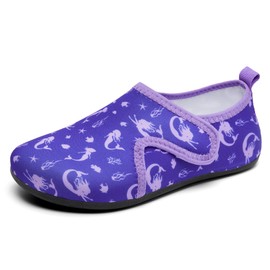 Racqua - Zapatos de agua para niños, ligeros, para nadar en la playa, secado rápido, calcetines deportivos, Sirena/Morado, 2-3 Toddler