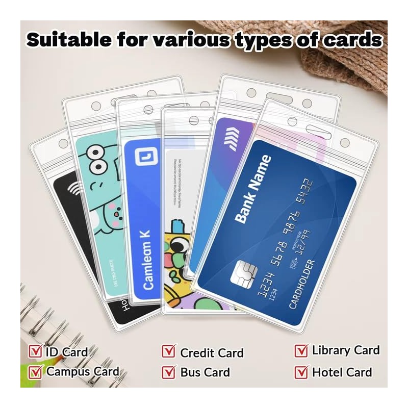 50 PCS Plastic Badge Holder, Vertical Name ID Card Badge