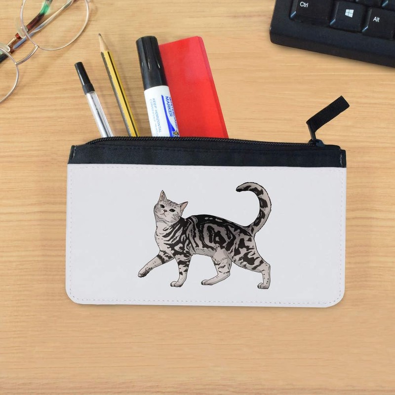 Azeeda 'Prancing Gray Tabby Cat' Pencil Case (PC00054474)