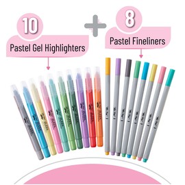 Mr. Pen- Bible Gel Highlighters and Fineliner Pens No Bleed, Pastel Colors, 18 Pcs, Bible Journaling Kit