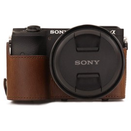 MegaGear MG1805 Ever Ready Leather Camera Case Compatible with Sony Alpha A6600 - Dark Brown
