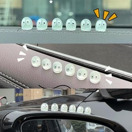 FDEETY 24 Stück Briketts Ornament Auto Rückspiegel Dekoration Mini Cartoon Ornamente Miniatur Landschaft Auto Innenausstattung Armaturenbrett Dekorationen Auto Deko Car Accessories(Glow-in-the-Dark)