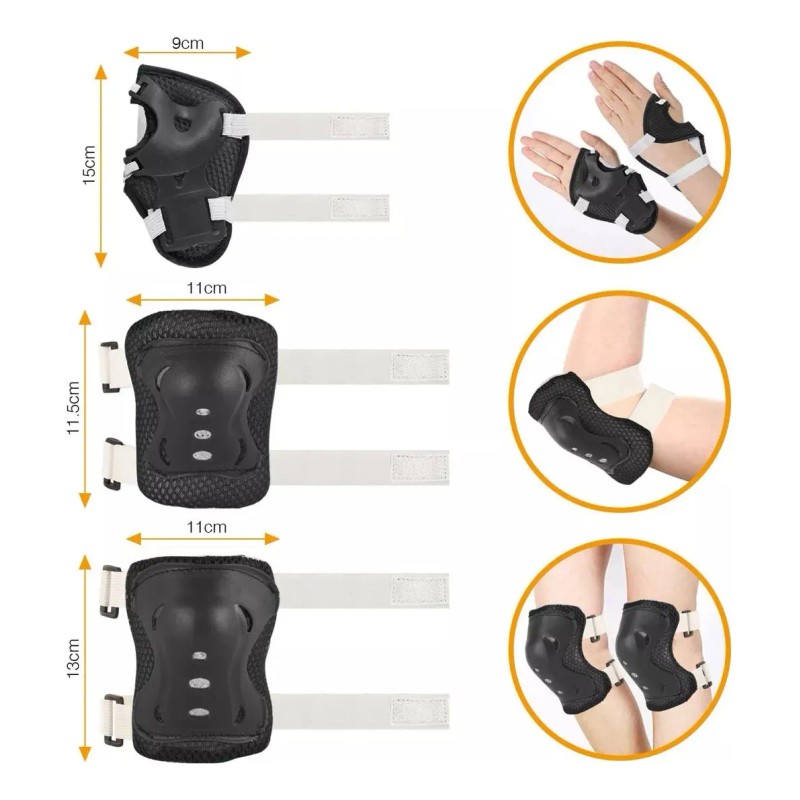 7pzas Kit De Proteccion Rodilla Codo Mano Patinaje Para Niño