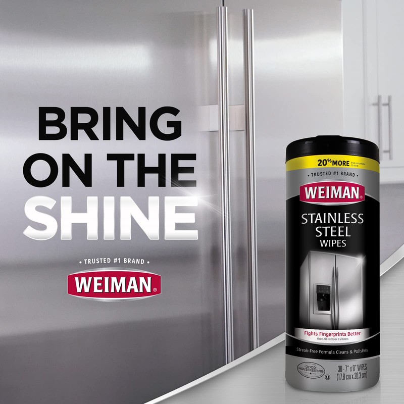 Weiman Stainless Steel Cleaner Wipes (4 Pack) Removes Fingerprints, Residue,