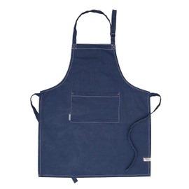 AMOUR INFINI Cotton Solid Aprons for Women with Pockets Adjustable Strap & Waist Ties Washed Apron for Baking, Cooking, Gardening (27.5x33 Inches - Blue)