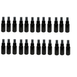 Natural Farms 1 oz Plastic Black Boston BPA FREE Bottles - 24 Pack Empty Refillable Containers - Essential Oils Cleaning Products - Aromatherapy - Black Fine Mist Sprayers - Made in the USA