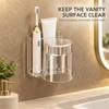 Wall-Mounted Toothbrush Holder with Mouthwash Cup - Transparent 2-Piece Bathroom