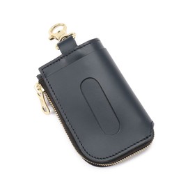 IL BISONTE Key Case, Leather, Genuine Cowhide Leather, Women's, Men's, Unisex, Zip Type, Black