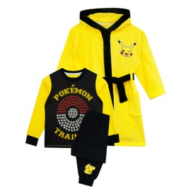 Pokémon Dressing Gown And Pikachu Pyjamas Set | Pikachu Dressing Gown For Boys | Yellow | 8-9 Years