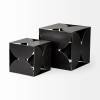Homeroots 8" Contemporary Black Metal Geo Cube Sculpture