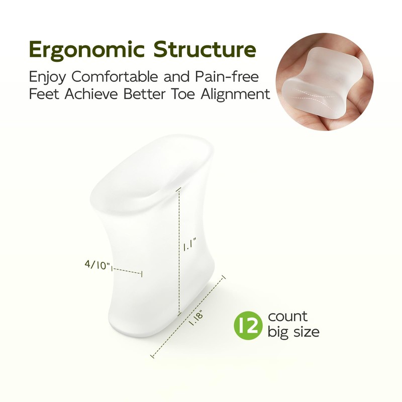 Bukihome 12 Pack Gel Toe Separators, Bunion Corrector for Men