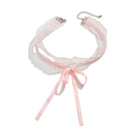 Lace Choker Necklace Bridal 90s Gothic Tatoo Choker Collar Kawaii Chocker Necklace Flower Ribbon Lolita Accessories for Women - Pink