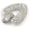 Large Hammered Heart Drop Clip On Earrings/Silver Tone/60mm L