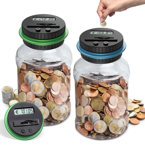 Pack of 2 Digital Money Boxes with Counter, 1.8 L