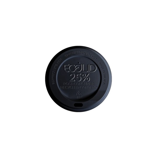 Eco-Products EP-HL16-BR EcoLid Black 25% Recycled Polystyrene Lid, For 10-20oz Hot Cup (10 Packs of 100)