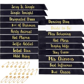 STAY GENT Hen Party Sashes 18Pcs Team Bride Sash Set 1 White Bride to Be Sash & 17 Black Bride Tribe Sash Hen Party Bridesmaid Team Bridal Hen Night Shower Hen Do Sash Party Accessories Bachelorette