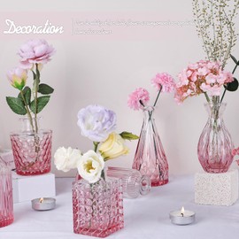 TBWIND Glass Bud Vase Set of 24, Small Pink Flower Vases for Centerpieces in Bulk, Mini Vintage Vase for Wedding Decor, Single Flowers, and Home Table Décor