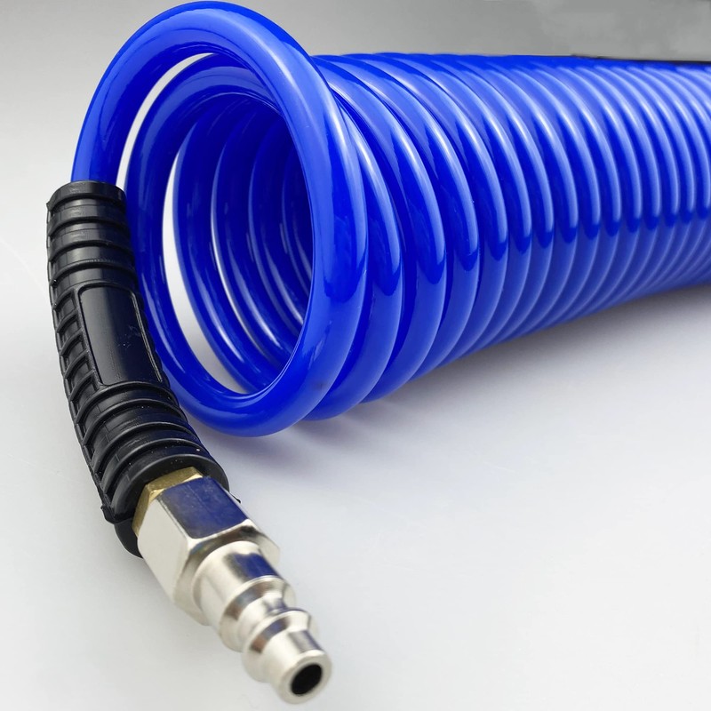 Darnassus Polyurethane Recoil Air Hose, 1/4" Inner Diameter,10 Feet Blue