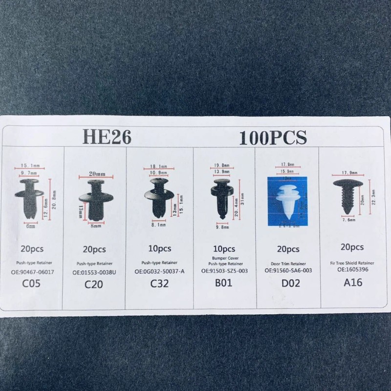 HE 100 PCS Box Set Bumper Fender Liner Push Type