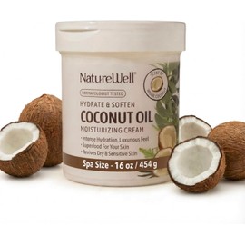 NatureWell Crema Humectante de Aceite de Coco Extra Virgen, 453.6 gr / 16 oz