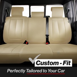 Coverland Custom Car Seat Covers Compatible with 2010-2014 Ford F-150 SVT Raptor SuperCrew - Premium Leather Non-Slip Memory Foam Waterproof Cover Custom Interior Protector [Rear Seat-Beige]