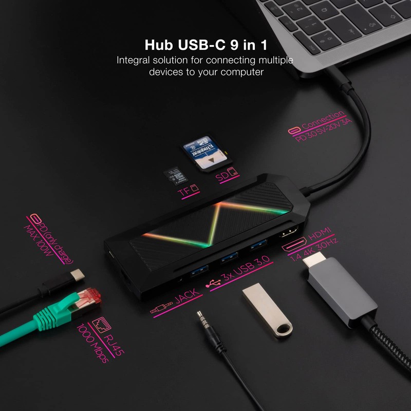 USB C Hub with Multiple Ports: 3 USB-A, USB-C Fast