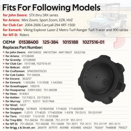 JAVIK Fuel Cap Gas Cap Compatible with Club Car John Deere STX SRX Ariens Mini-Zoom Sport-Zoom EZR HVZ Carryall-294 XRT1500 MT-D Riders OEM# 01538400 125-384 1015188 1027516-01