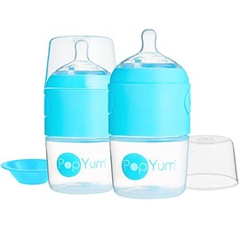 PopYum - Biberón anticólicos para bebé para preparar, mezclar y administrar fórmula, Paquete de 2, 5onzas / 150ml Azul