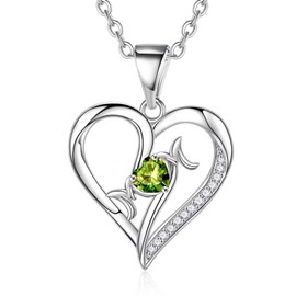 Iefil Mom Gifts Mom Birthday Necklace, Sterling Silver Mom Birthstone Jewelry Mom Mothers Valentines Day Gifts for Mom Birthday Gifts for Mom August Birthstone Peridot Necklace Jewelry