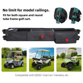 AIPSET Golf Cart Storage Basket No Drilling Front Inner Basket w/Insulated Cup Holder, Dash Tray Organizer Compatible with EZGO Club Car Yamaha, 1680D Waterproof Oxford, No Affect Windshield