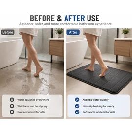 2 Pack Coffee Color Cotton Bathroom Floor Mat Soft Absorbent Non-Slip Rug