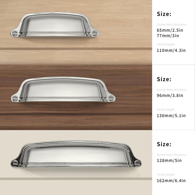 CABDM 6 Pack 3-3/4 inch (96mm) Brushed Satin Nickel Cabinet