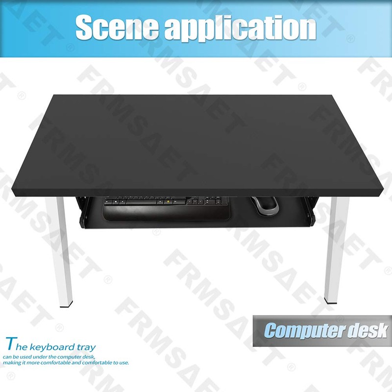 FRMSAET Under Desk Keyboard Tray Heavy-Duty All-Metal Material 20/24/30 inches