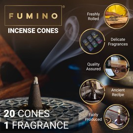 Fumino® Black Noir Fresh Incense Cones 20 per Box Masala Agarbatti Joss Scent Fragrance for Relaxation and Meditation, Home and House Decor