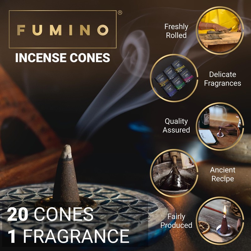 Fumino® Black Noir Fresh Incense Cones 20 per Box Masala