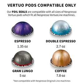 Fanativita Universal Aluminum Foil Seal Lids for Nespresso Pods Vertuo, Compatible with Nespresso Vertuo Reusable Pods, 200Pcs Coffee Pods Lids (62mm)