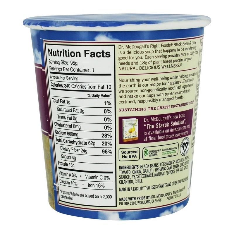 Dr McDougalls Right Foods Black Bean and Lime Big Cup