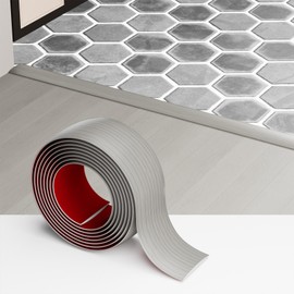 Greymond Greymond 10 Ft x 2" Floor Transition Strip Doorways, Vinyl Adhesive Laminate Flat Divider Flooring for Joining Floor Gaps, Carpet, Threshold Cover, Floor Tiles (Beige Grey)